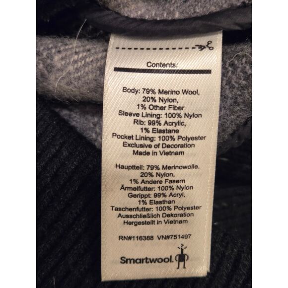 SMARTWOOL Ibera Merino Wool Bomber Jacket Black White Check Womens Small - Picture 9 of 10